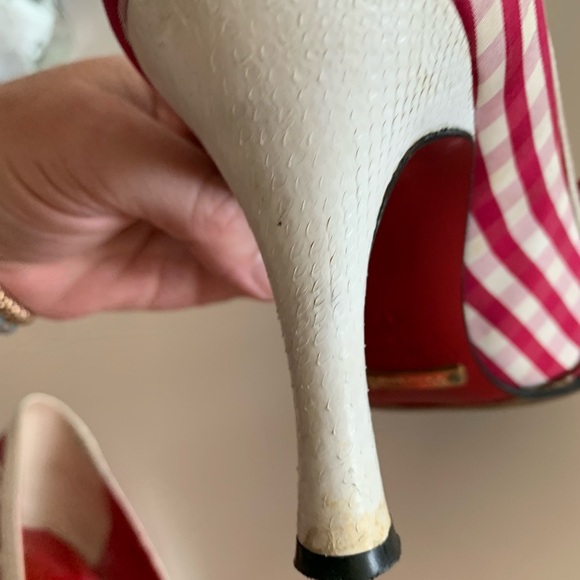 DOLCE & GABBANA Shoes Red Checkered with Bow size 37 - Picture 13 of 14